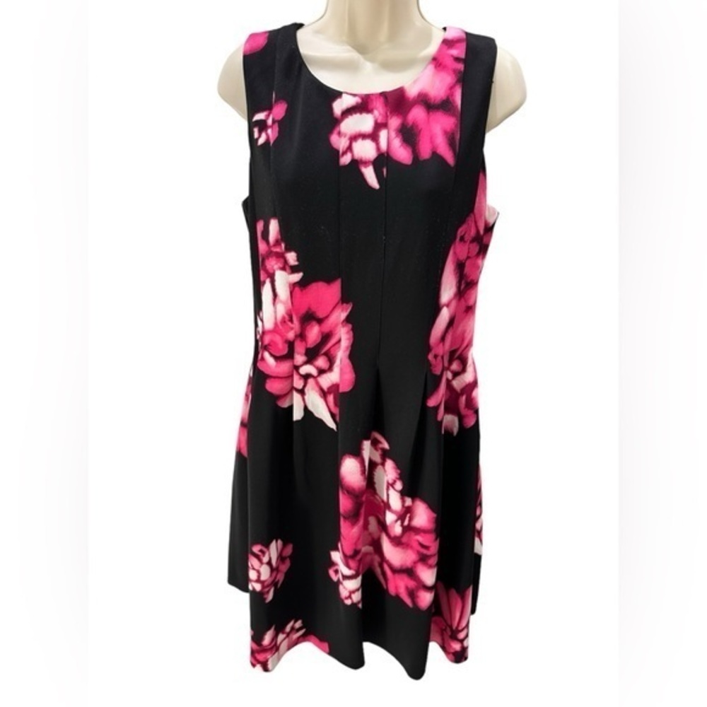 Calvin Klein Sleeveless Fit & Flare Dress Lined Pink & Black Women's
